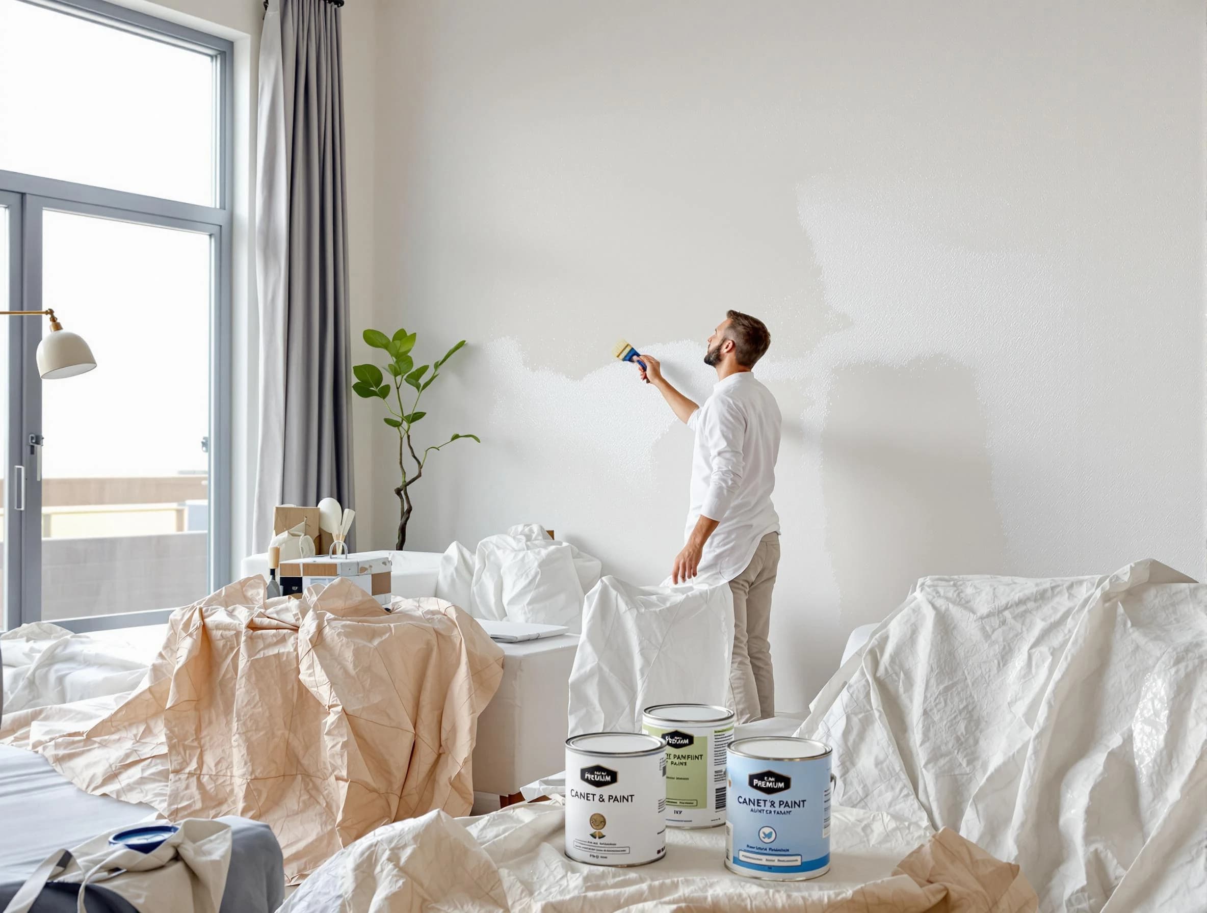 Bay Village House Painters team carefully painting an interior wall in Bay Village, OH