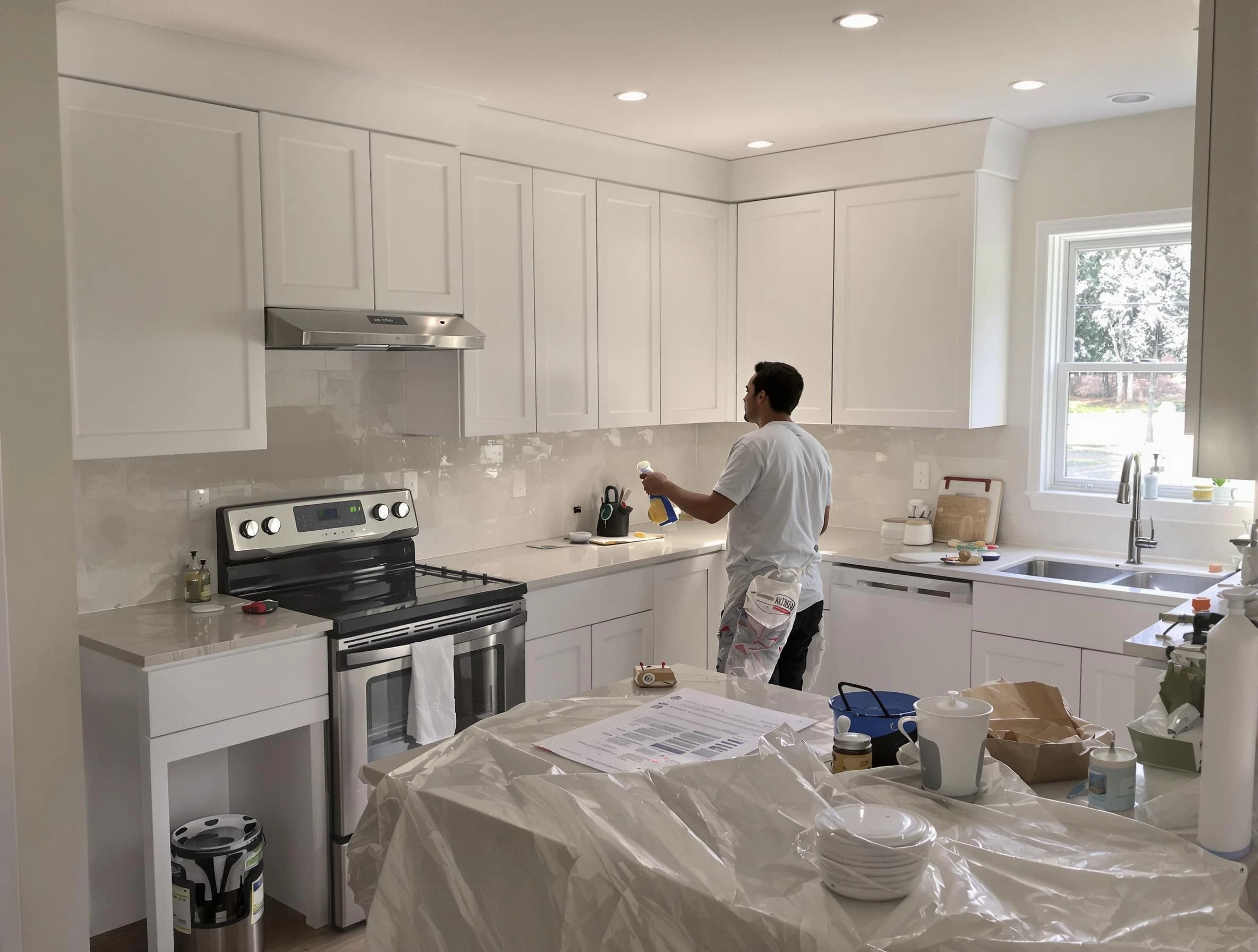 Bay Village House Painters performing detailed kitchen painting in Bay Village