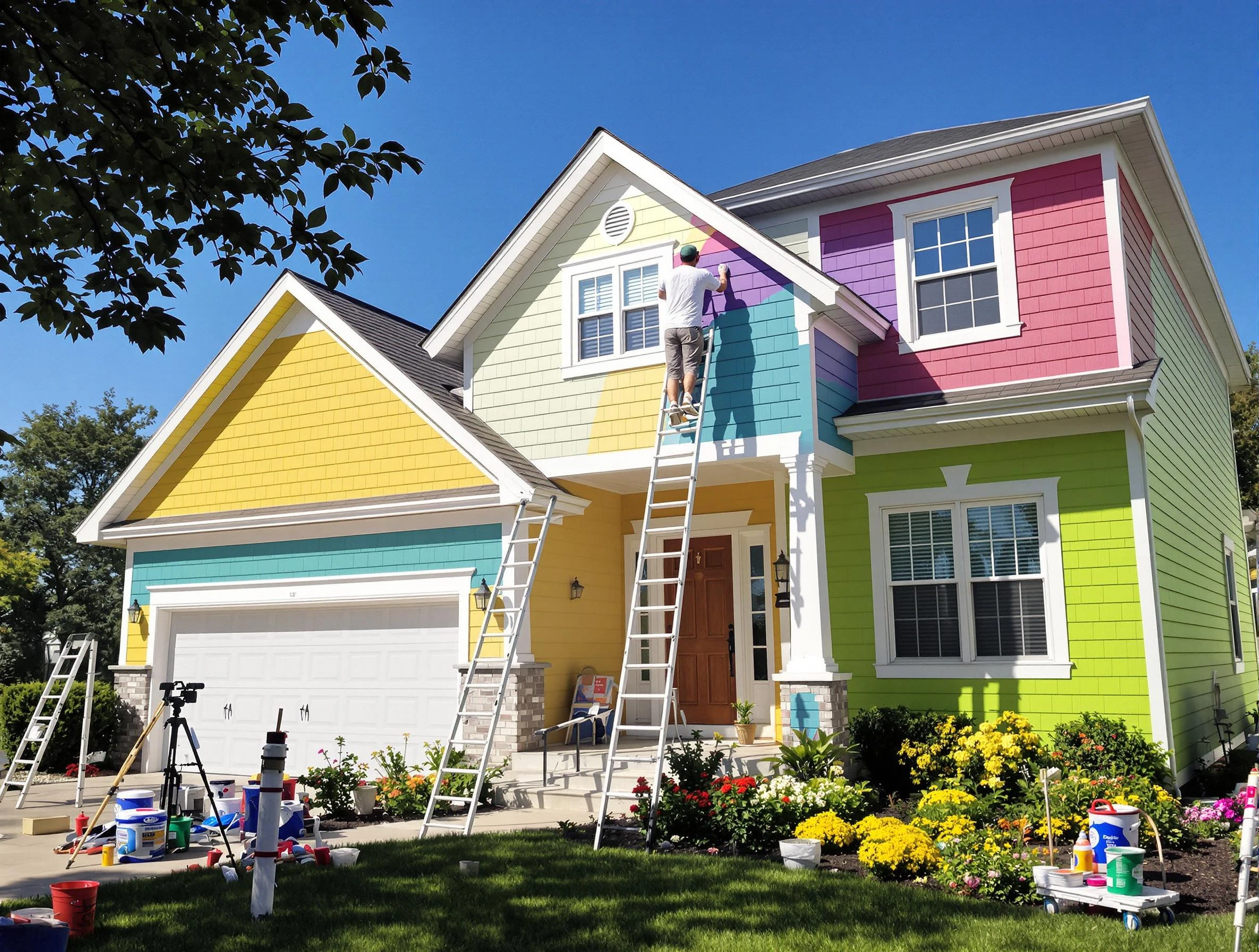 Bay Village House Painters professionals painting a home exterior in Bay Village, OH