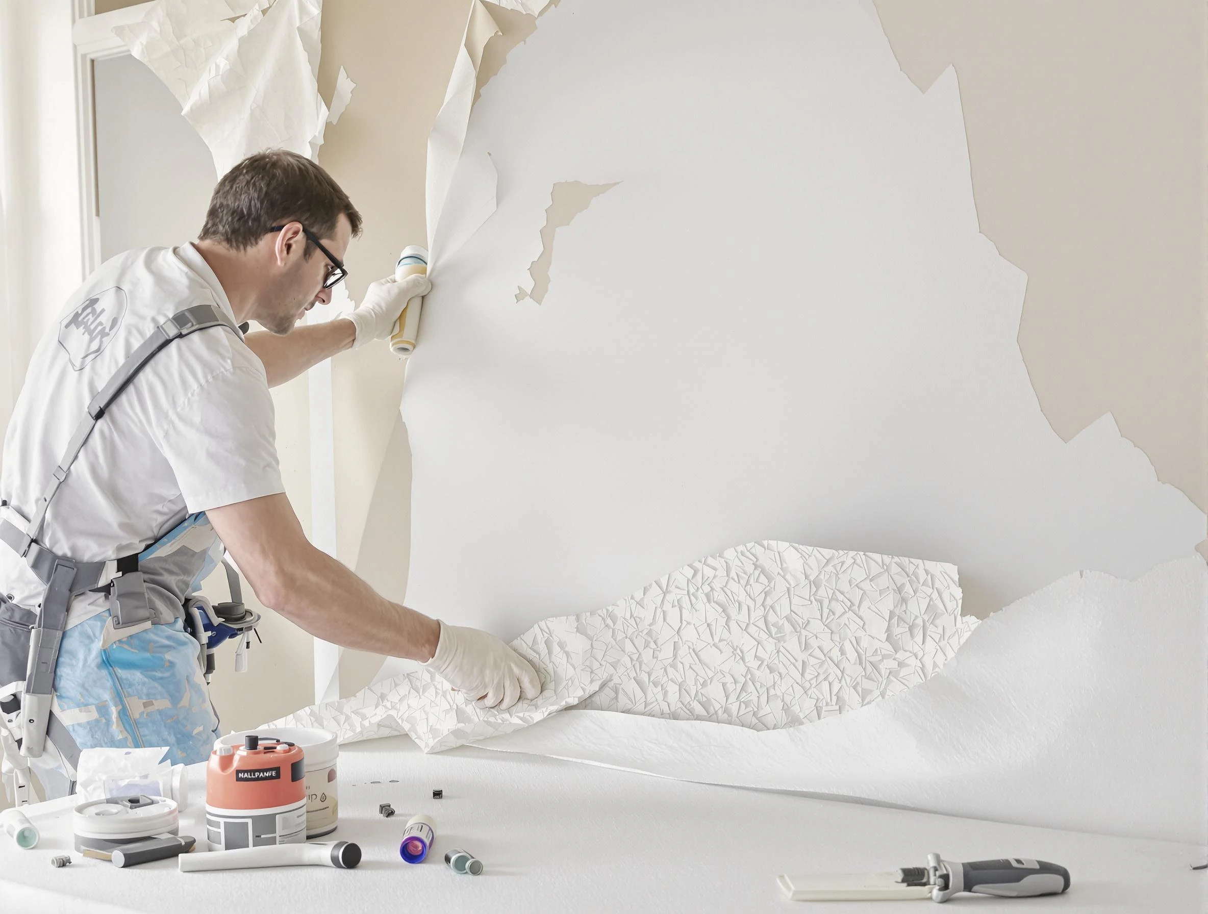 Detailed wallpaper removal and wall prep by Bay Village House Painters in Bay Village